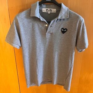 COMME DES GARÇONS PLAY MEN'S POLO HEATHER GREY, SIZE M
